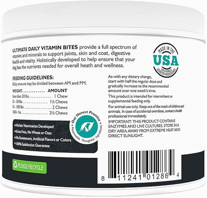 Only Natural Pet Ultimate Daily Vitamins - Complete Multivitamin Supplement for Dogs Balanced Health & Vitality - Senior Small & Large Canine Food Immune Digestive Support -60 Soft Chews (Pack of 1)