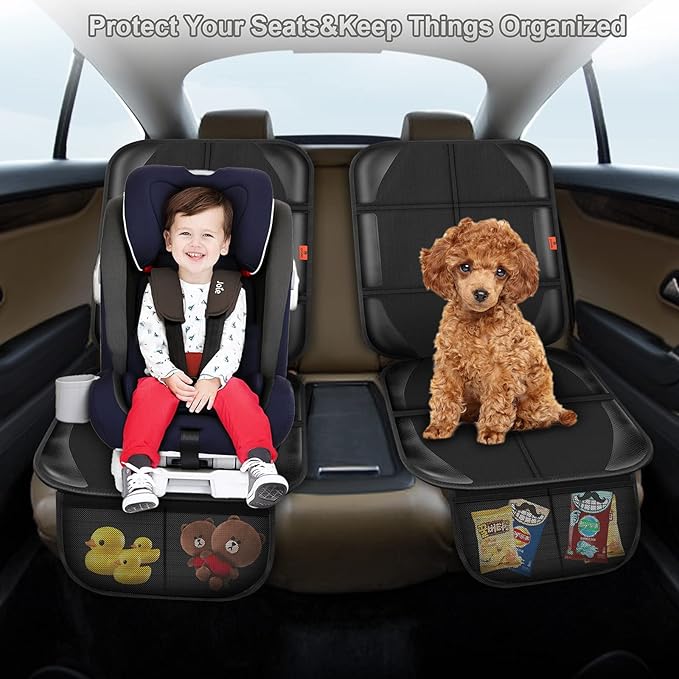 XHYANG Car Seat Protector,Auto Car Seat Protectors Baby Carseat Waterproof Durable 600D Fabric for Child Baby Car Seat Mat Vehicle Pet Cover 2 Storage Pockets (1 Pack)