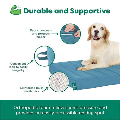 Furhaven Orthopedic Dog Bed – Puffy Quilted Foam Mattress with Removable Washable Cover, Soft & Supportive for Kennels & Crates - X-Large, Lagoon