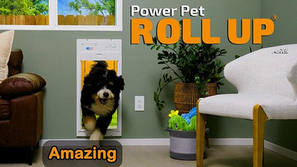 Power Pet Roll Up - Dependable Smart Dog Door, Automatic Pet Collar Operation with or Without App-High Security, Safe, Air Tight and Weatherproof, Space Saving Modern Design (Wall Mount, Large)