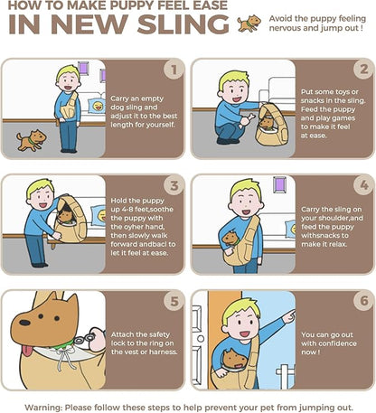 JourCraf Dog Carrier Sling for Small Dogs, Front Cat Sling & Cats Up to 15 lbs, Dog Purse with Adjustable Strap Front Zipper Pocket, Double Safety Feature, Hands Free for Travel