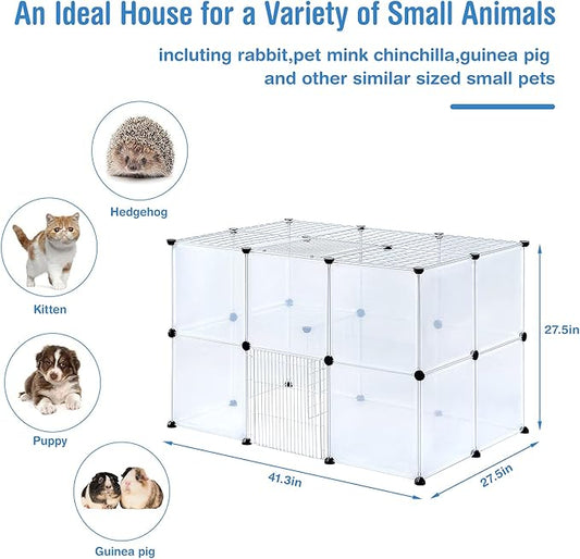 BRIAN & DANY Pet Playpen Indoor, Small Animal for Kitten Playpen, Guinea Pig Hedgehog Cages, Play Pen for Hamster Rabbit Bunny Clear Enclosure Fence, 13.8 X 13.8 inches, 28 Panels