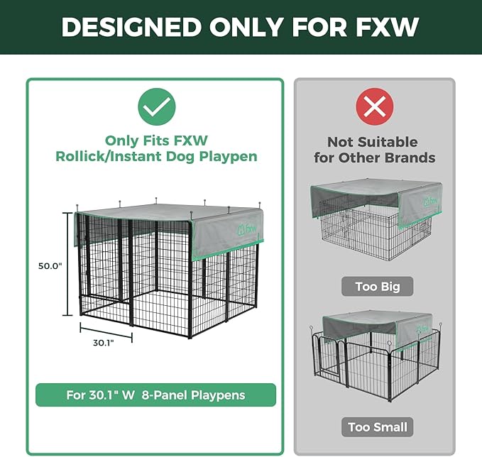 FXW Sun Shade Specialized for FXW Dog Playpen (Not Suitable for Other Brands), Fits for 50" H Rollick/Instant Dog Playpen│Patent Pending (Playpen not Included)