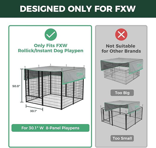 FXW Sun Shade Specialized for FXW Dog Playpen (Not Suitable for Other Brands), Fits for 50" H Rollick/Instant Dog Playpen│Patent Pending (Playpen not Included)