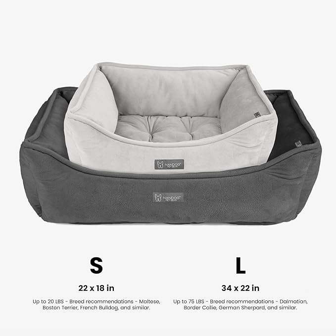 NANDOG Reversible Dog Bed from The Signature Collection– Luxury Cloud-Soft Pet Bed for Small to Medium Dogs & Cats, Premium Pet Gear, Reversible Design, Plush Comfort, Modern Style - Light Grey