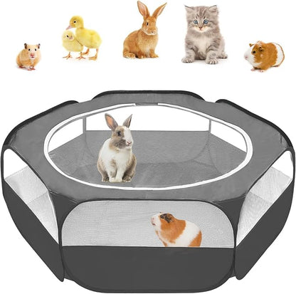 Amakunft Small Animal Pop-Up Playpen with Mesh Cover, 47'' x 23.6'' x 15'' Chicken Brooder Box, Play Pen Indoor Outdoor for Guinea Pigs, Bunny, Rabbits, Ferrets, Chinchillas, Kittens