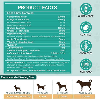 NATURE TARGET Dog Allergy Chews - Dog Allergy Relief, for Skin, Coat, Anti-Itch, Seasonal Allergies, Scratching, Pawlicking, 105 Freeze Dried Chews
