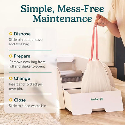 Petcove Self Cleaning Automatic Litter Box for Multi Cat Open Top/Quiet Operation ≤45 dB/Odor Control/Dual Anti-Pinch Safety/Easy App Control with Ultra Fast 5 GHz Wi-Fi - 20 Count Litter Bags