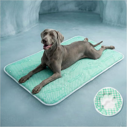 furrybaby Dog Cooling Mat Dog Bed, Extra-Thick Dog Crate Pad, Cat Bed, Washable Non-Toxic PCM Cooling Pad for Dogs Cats, Long Lasting Cooling for Crate Bed Indoor Outdoor Summer, 44x32, Mint