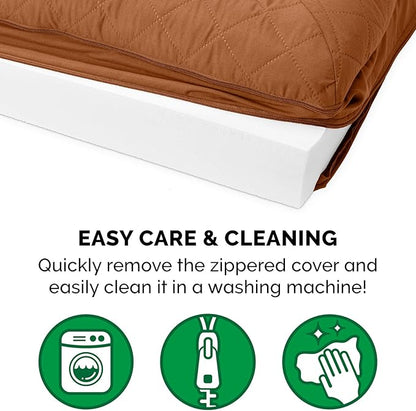 Furhaven Orthopedic Dog Bed for Large Dogs w/ Removable Bolsters & Washable Cover, For Dogs Up to 125 lbs - Quilted Sofa - Toasted Brown, Jumbo Plus/XXL
