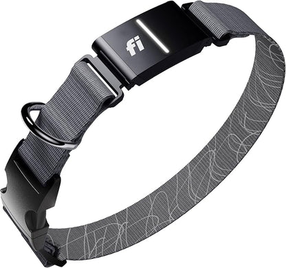 Fi New Series 3+ Smart Dog Tracker Collar [12 Month Membership Included] GPS Tracker for Dogs with Health & Behavior Monitoring, Escape Alerts, Waterproof, LED, Apple Watch Compatible (Gray, Medium)