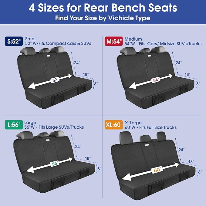 ALLANSING Upgraded 900D Heavy Duty Dog Back Bench Seat Cover, Car Seat Protector, 3 Seatbelts & Armrest Compatible, Waterproof Nonslip Pet Backseat Cover for Dogs & Kids, Fits Large SUVs & Trucks