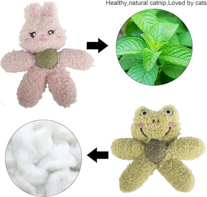 Plush Catnip Toys for Indoor Cats, Interactive Kitten Chew Toys for Teething & Dental Care, Durable Nylon Animal Shape Kicker Toy with Natural Catnip Ball for Boredom Relief (Panda)