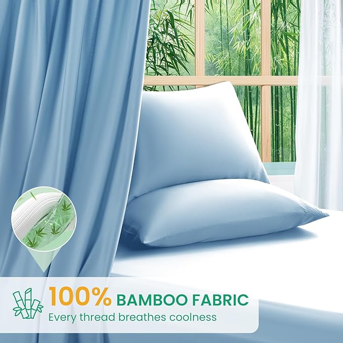 SONORO KATE 100% Viscose Derived from Bamboo_Sheets Cal King Size, Ultra Breathable & Cooling Bed Sheets for Hot Sleepers, Hotel Luxury Silky Bedding Sheets, 16" Deep Pocket - 4PC (Teal Blue,Cal King)