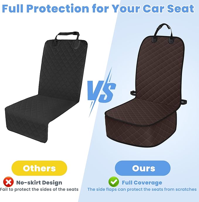 ELONGRIVER Dog Car Seat Covers, Waterproof Front Seat Cover for Dogs, Scratch-Proof, Nonslip Pet Passenger Seat Cover Protector, Universal Fit for Cars Trucks SUVs, Large Size, Dark Coffee