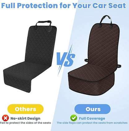 ELONGRIVER Dog Car Seat Covers, Waterproof Front Seat Cover for Dogs, Scratch-Proof, Nonslip Pet Passenger Seat Cover Protector, Universal Fit for Cars Trucks SUVs, Large Size, Dark Coffee