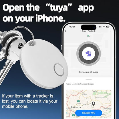 Air Tracker, Key Finder Compatible for Both iOS and Android, Bluetooth Smart Tag with Holder for Keys, Luggage, Suitcases, Pets, Dog Cat Collar, Worldwide Tracking Tag 2 Pack White