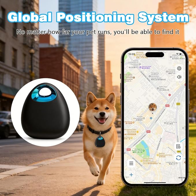 GPS Tracker for Dogs & Cats –No Monthly Fee, Waterproof Real-Time Tracking Collar for Pets, Kids,Luggage & Assets | 365-Day Battery Life | iOS & Android Compatible | Anti-Lost Device