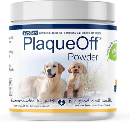 ProDen PlaqueOff Powder for Pets - Cat & Dog Breath Freshener - Plaque & Tartar Remover for Pet Oral Care - 180g