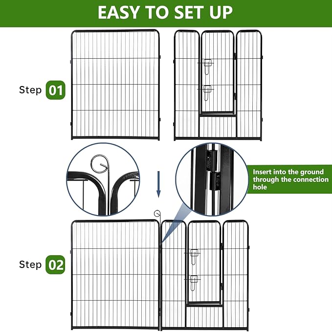 BestPet | Dog Playpen | 40 Inch, 8 Panels | Heavy Duty Metal Pet Exercise Pen | Indoor Outdoor Fence Panels | Rust-Resistant, Removable, Tool-Free Setup | Anti-Skid, Expandable Design