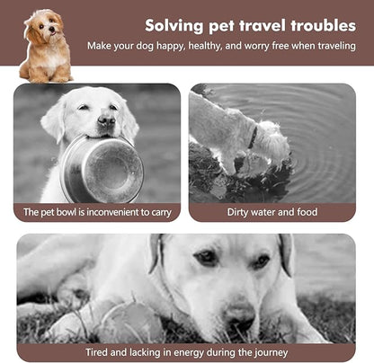 Collapsible Dog Bowls, Travel Food and Water Double Bowl for Cats & Dogs, 2-in-1 Portable BPA-Free Feeding Solution, Perfect for Traveling, Camping & Walking (S/ 60oz)