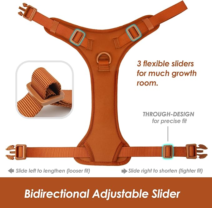No Pull Dog Harness, Puppy Vest with Front Clip for Small Medium Large Sized Dog(Carmel Brown,L)