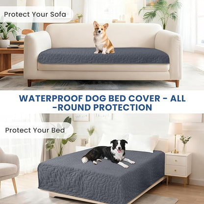 Waterproof Dog Blanket, Non-Slip Soft Pet Bed Cover, Couch Cover for Dogs Washable, Protects Sofa, Furniture, Crate, Car, Tear Resistant Leakproof Pet Blanket (68x82 Inch, Dark Grey)