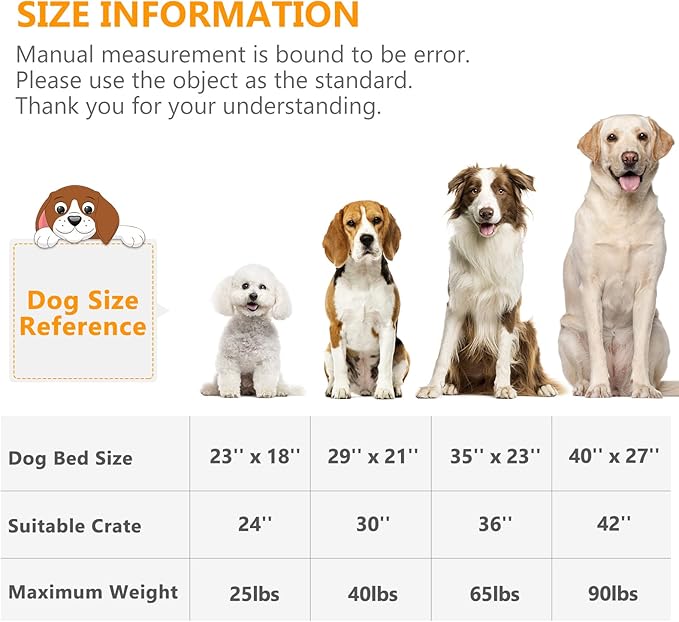 Dog Bed Kennel Pad Washable Anti-Slip Crate Mat for Small Dogs and Cats (24-inch)