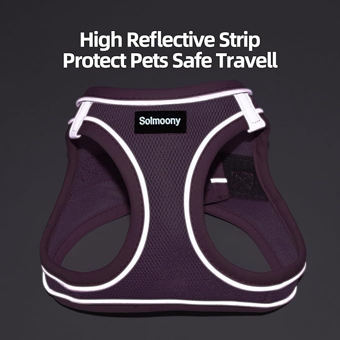 Solmoony Sparkly Medium Dog Harness and Leash Set, Step in Soft Light Puppy Vest, Breathable Reflective Pet Harness for Walking, Puppy Harness for Medium Dogs Cats (Pink, L)