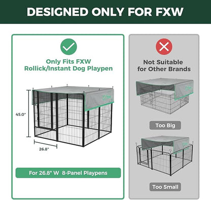 FXW Sun Shade Specialized for FXW Dog Playpen (Not Suitable for Other Brands), Fits for 45" H Rollick/Instant Dog Playpen│Patent Pending (Playpen not Included)