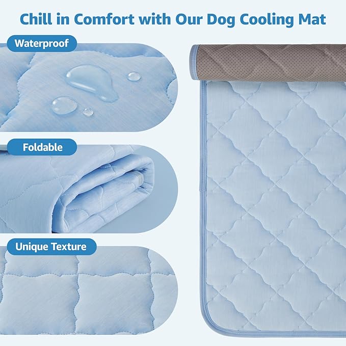 LOOBANI Dog Cooling Mat for Small Dog/Cats - 28" x 22" Self-Pet Cooling Pad for Summer with Anti-Slip Bottom, Reusable Q-Max>0.5 Cool Mat for Dogs, Indoor & Outdoor Use, Couch, Bed, Kennels and Floor