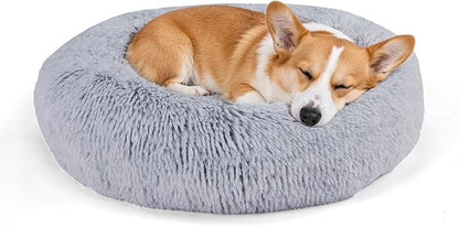 NEWBULIG 30.7x30.7 Inch Dog Bed Large Sized Dog, Donut Shape Cat Beds for Indoor Cats with Washable, Anti-Slip, Faux Fur