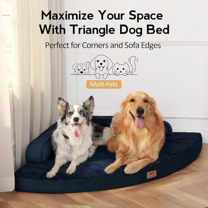 MEKIY Large Orthopedic Dog Bed with Sides XXXL Dog Beds with Removable Washable Cover Non-Slip Waterproof Pet Bed for Extra Large Dogs - Navy Blue XXXL
