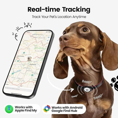 Smart Dog Tracker for Collar, for iOS & Android, Pet Location Tracker with Holder, No Monthly Fee, Real-Time Location Updates, IPX6 Waterproof, 365 Days Battery Life, GPS Dog Tracker, Black