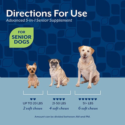 NaturVet Senior Advanced 5-in-1 Support Dog Supplement – Helps Support Immune System, Heart, Liver, Cognitive Function, Eye Health – Includes Ginkgo Biloba, Lutein – 120 Ct.