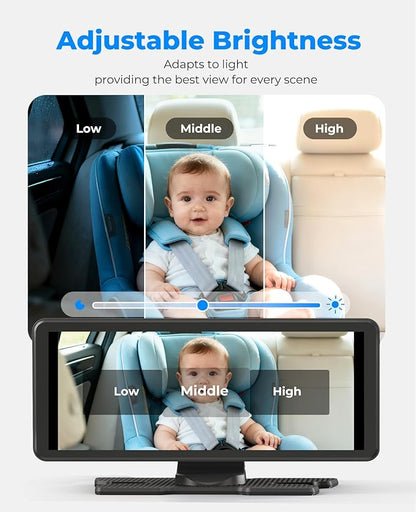 BM5PRO 7.2" 1080P HD Baby Car Camera for 2 Kids, Split Screen with IR Night Vision, Easy to Install & Adjust Brightness, Dual Car Camera Baby Monitor for Rear Seat Safety (Blue)