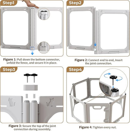 Acrylic Portable Dog Playpen Indoor, Clear Dog Play Pen Indoors Puppy Playpen Indoor Easy Assemble 24” Octagon Guinea Pig Rabbit Bunny Small Animal Pet Playpen, Puppy Play Pen for Indoors