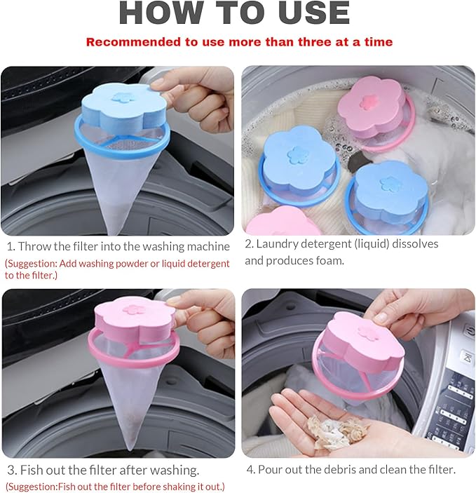Pet Hair Remover for Laundry,Lint Catcher for Washing Machine, 2026 Upgraded Floating Hair Filter Mesh Removal, Cat and Dog Hair Washing Machine Catcher; 4 Piece