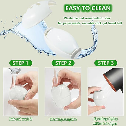 Portable pet Hair Roller, Reusable Lint Rollers for Pet Hair,Washable Reusable Hair Remover for Cleaning Various dust and Debris(White 2pcs)