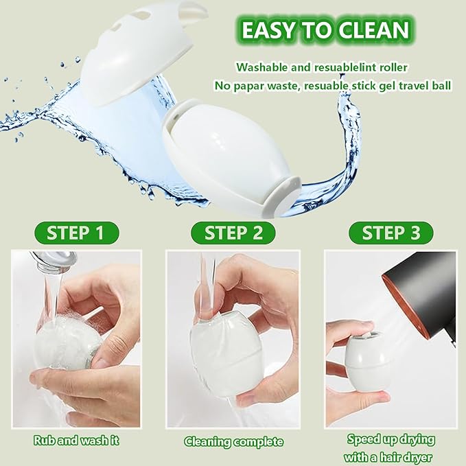 Portable pet Hair Roller, Reusable Lint Rollers for Pet Hair,Washable Reusable Hair Remover for Cleaning Various dust and Debris(Green 2pcs)
