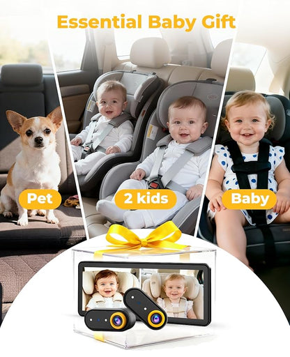 LUCKVIEW BM5 PRO Baby Car Camera for 2 Kids, 7.2" 1080P Dual Channel Display for Car Seat, Easy Installation with 2 IR Night Vision Cameras, Rear Seat Safety for Babies and Pets