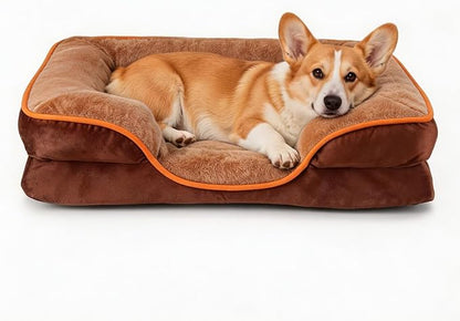 NEWBULIG 42x32 Inch Orthopedic Dog Bed Large Sized, Dog Couch/Sofa Bed with Washable Cover, Waterproof, Memory Foam, Soft Fluffy Surface