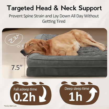 MEKIY Large Orthopedic Dog Bed with Sides XXL Dog Beds with Removable Washable Cover Non-Slip Waterproof Pet Bed for Extra Large Dogs - Dark Grey XXL