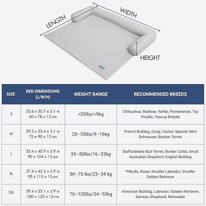 Spark Paws Cooling Couch Cover Dog Bed, Furniture Protector Mat, Non-Toxic Washable Pet Cooling Pad for Large & Small Dog - Waffle Grey - Size M