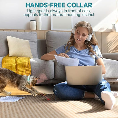 Automatic Cat Toys Laser Collar with Red Light, Interactive Cat Toys for Bored Indoor Cats, Rechargeable Electric Laser Pointer Cat Toy Wearable Collar for Kitten