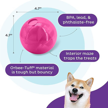 Outward Hound Orbee-Tuff Mazee Interactive Dog Puzzle Toy, Treat Dispensing Slow Feeder Ball, Pink, 4.7-Inch