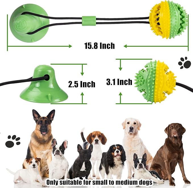 Askhald Dog Toys, Dog Chew Toys for Aggressive chewers, Puppy Training Treats Teething Rope Toys for Boredom, Puzzle Treat Food Dispensing Ball for Puppies Teething Small Dogs (Green)