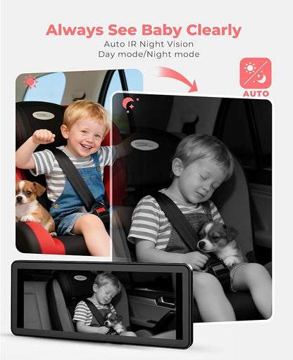 LUCKVIEW BM5PRO 7.2" Dual Camera Baby Monitor, 1080P HD Display for 2 Kids, Night Vision, Easy Install Car Baby Monitor, Ideal Gift, Rear Seat Safety for Babies & Pets