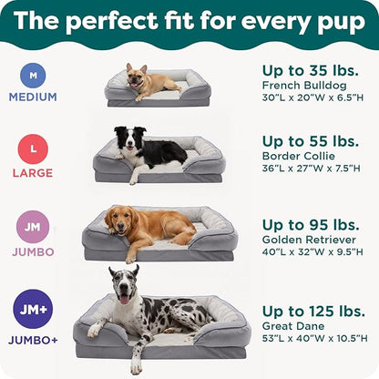 FurHaven Cooling Gel Dog Bed for Large Dogs, Comfort Sofa Bed with Cool Gel-Top Foam with a Solid Orthopedic Foam Base for Joint Support, Washable Cover, Jumbo XL, Plush & Velvet, Celadon Green.
