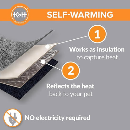 K&H PET PRODUCTS Self-Warming Cat Bed Pad, Self Heating Pad for Outdoor Cat Houses, Warming Mat for Indoor Pet Beds & Furniture, Reversible Blanket, Washable - Small 21 X 17in Oatmeal/Chocolate